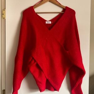 Blue Ivy red wrap sweater. Size L and never worn.